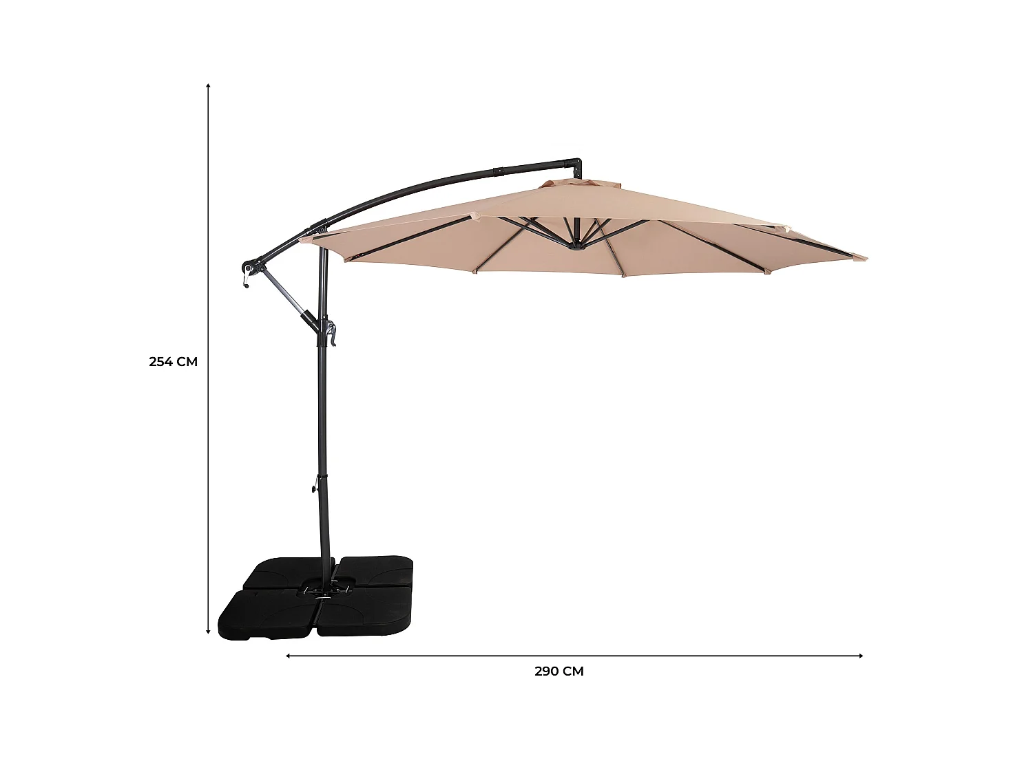 Zweefparasol 3 m & vierkante parasolvoet - beige - hangparasol tuin en terras