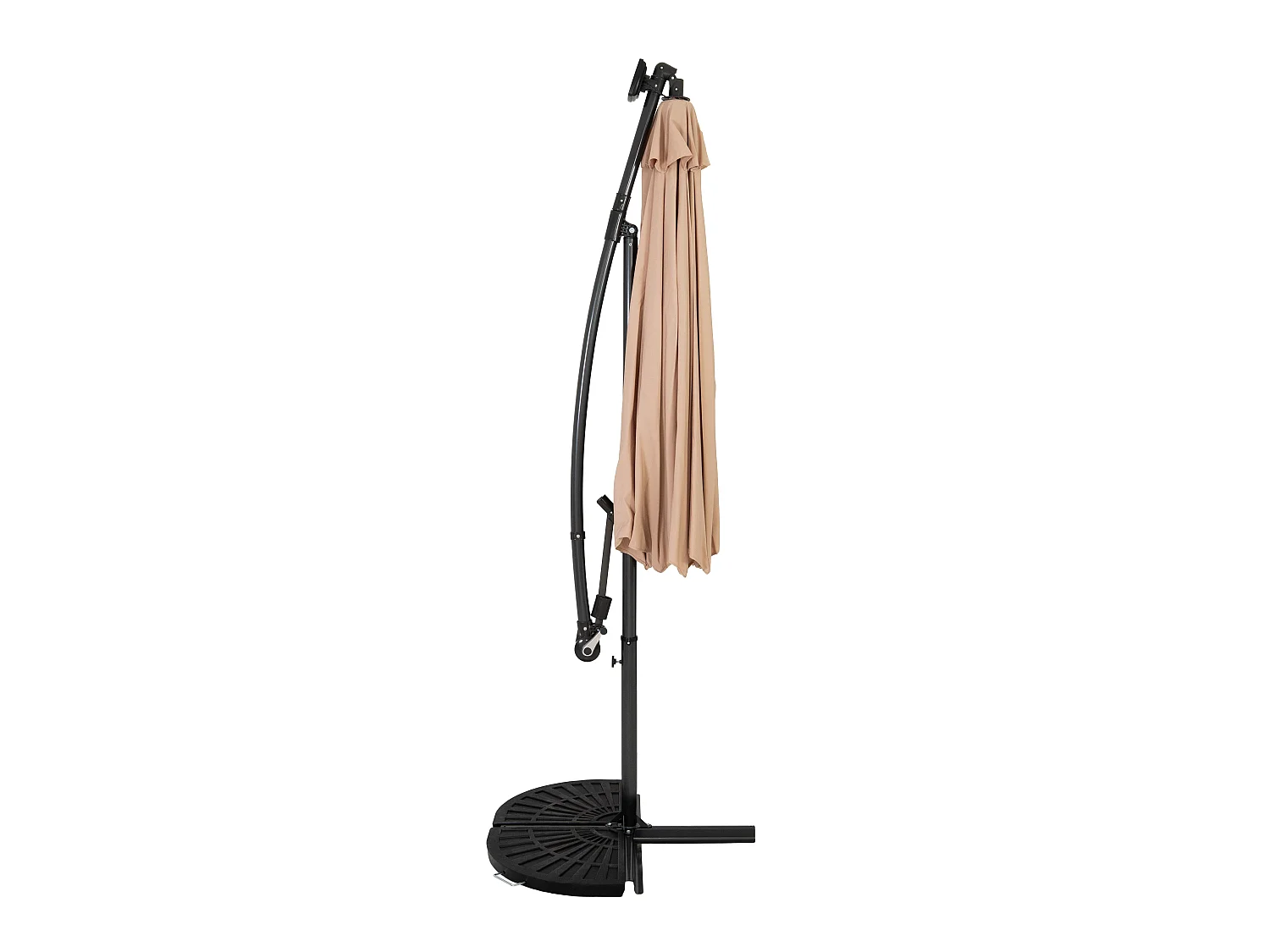 LED Zweefparasol 3 m & Halfrond Parasolvoet - beige - parasol met verlichting
