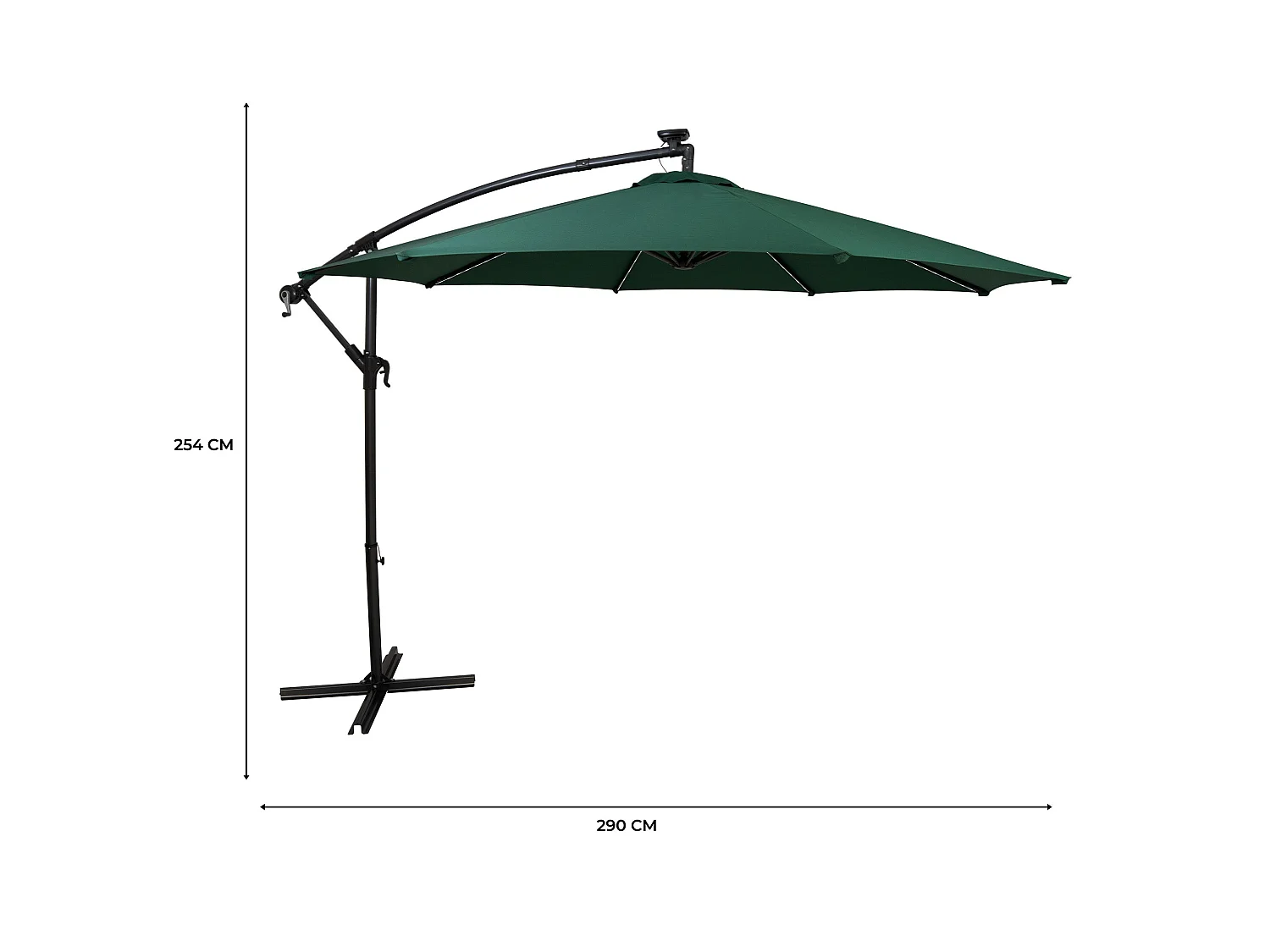 LED Zweefparasol 3 m - groen - hangparasol met verlichting voor tuin en terras