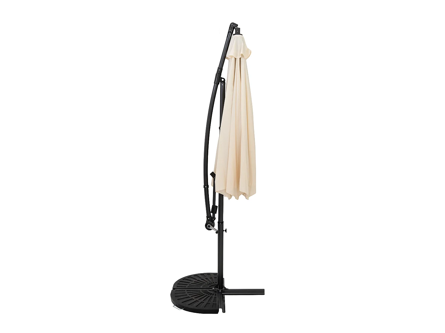 Zweefparasol 3 m & halfrond 2-delige parasolvoet - crème - hangparasol tuin