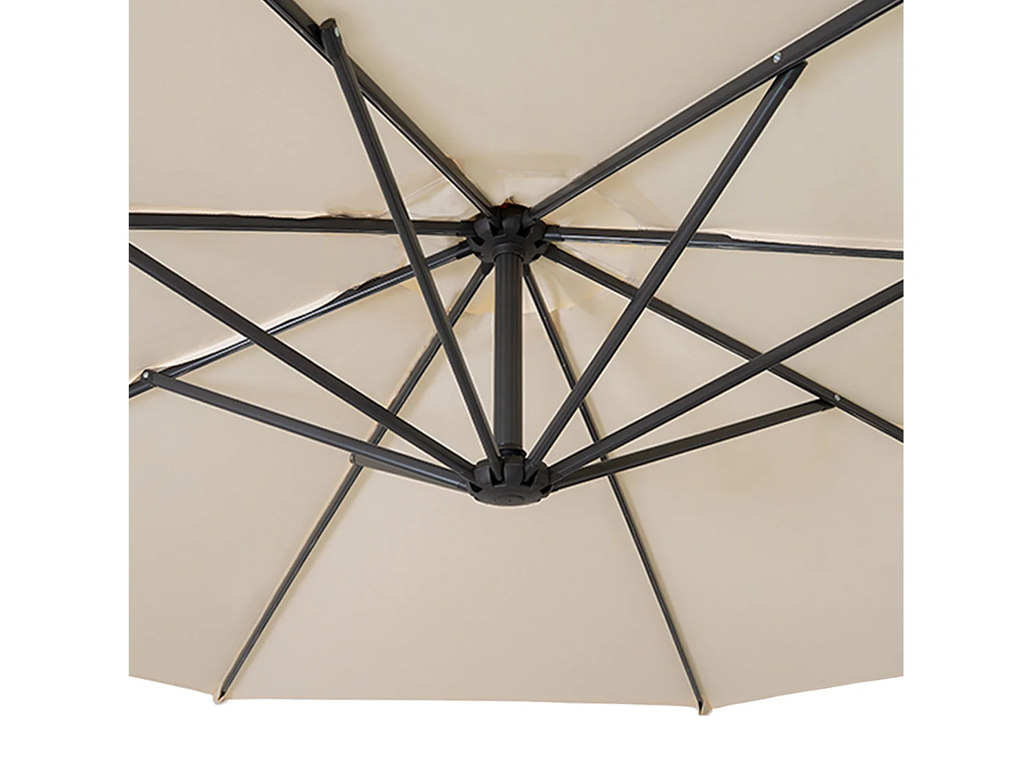 Zweefparasol 3 m & halfrond 2-delige parasolvoet - crème - hangparasol tuin