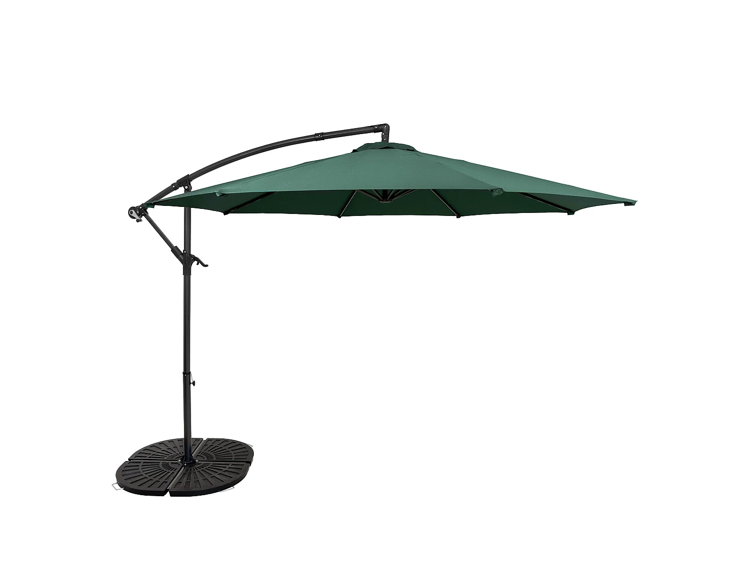 Zweefparasol 3 m & 4-delige Parasolvoet - groen - hangparasol voor tuin terras