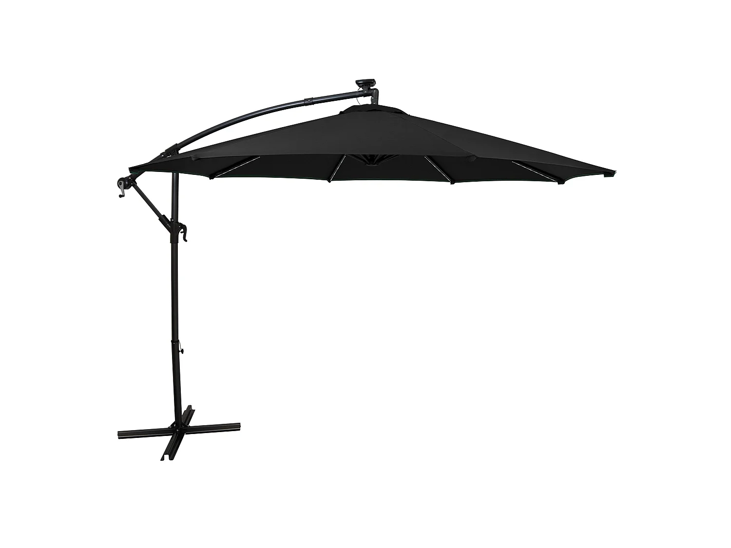 LED Zweefparasol 3 m - zwart - hangparasol met verlichting voor tuin en terras