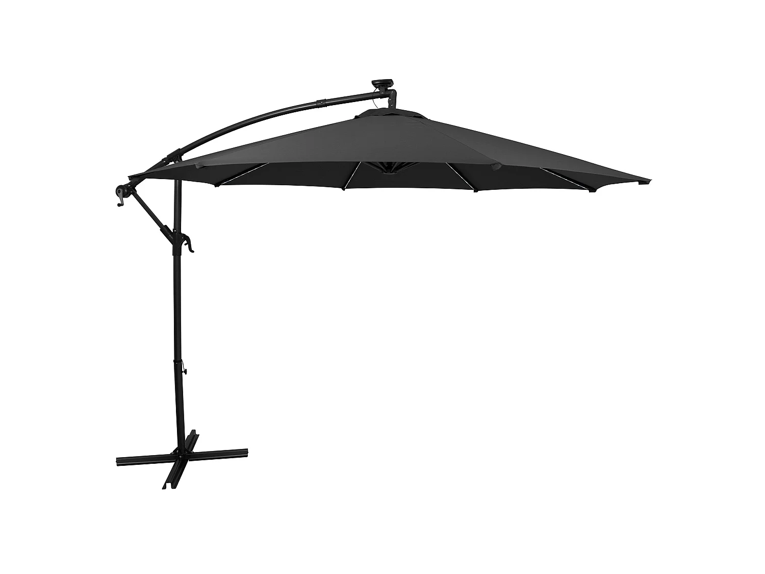 LED Zweefparasol 3 m - grijs - hangparasol met verlichting voor tuin en terras