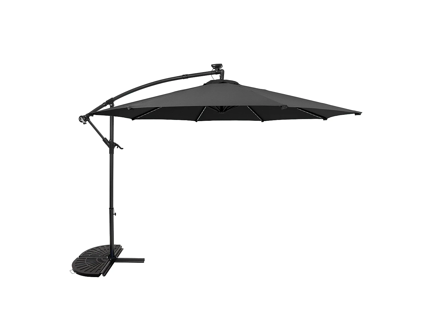 LED Zweefparasol 3 m & Halfrond Parasolvoet - grijs - parasol met verlichting