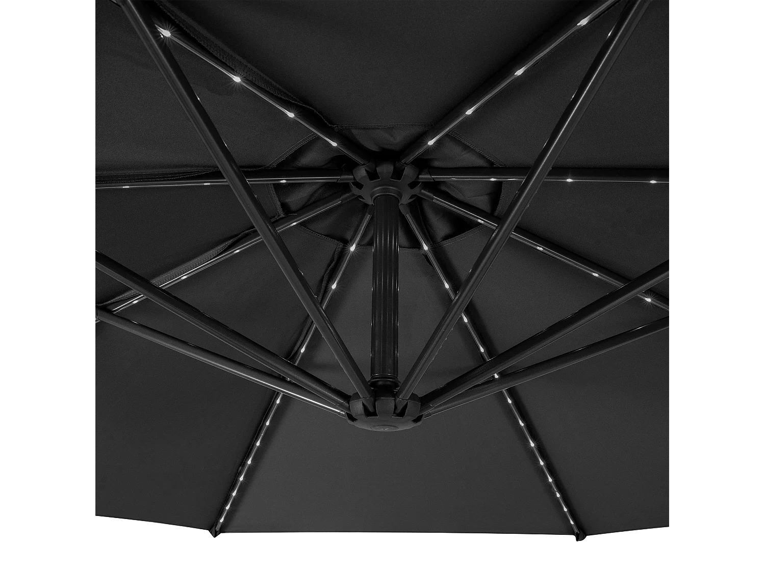 LED Zweefparasol 3 m & Halfrond Parasolvoet - grijs - parasol met verlichting