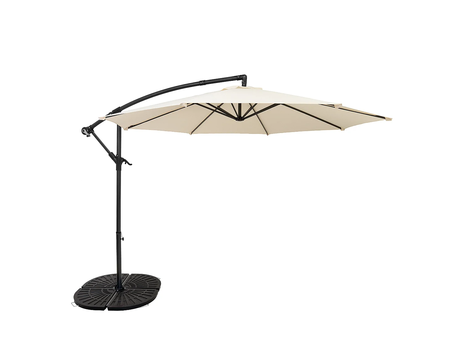 Zweefparasol 3 m & 4-delige Parasolvoet - crème - hangparasol voor tuin terras