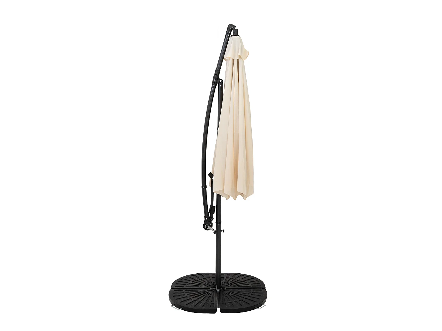 Zweefparasol 3 m & 4-delige Parasolvoet - crème - hangparasol voor tuin terras