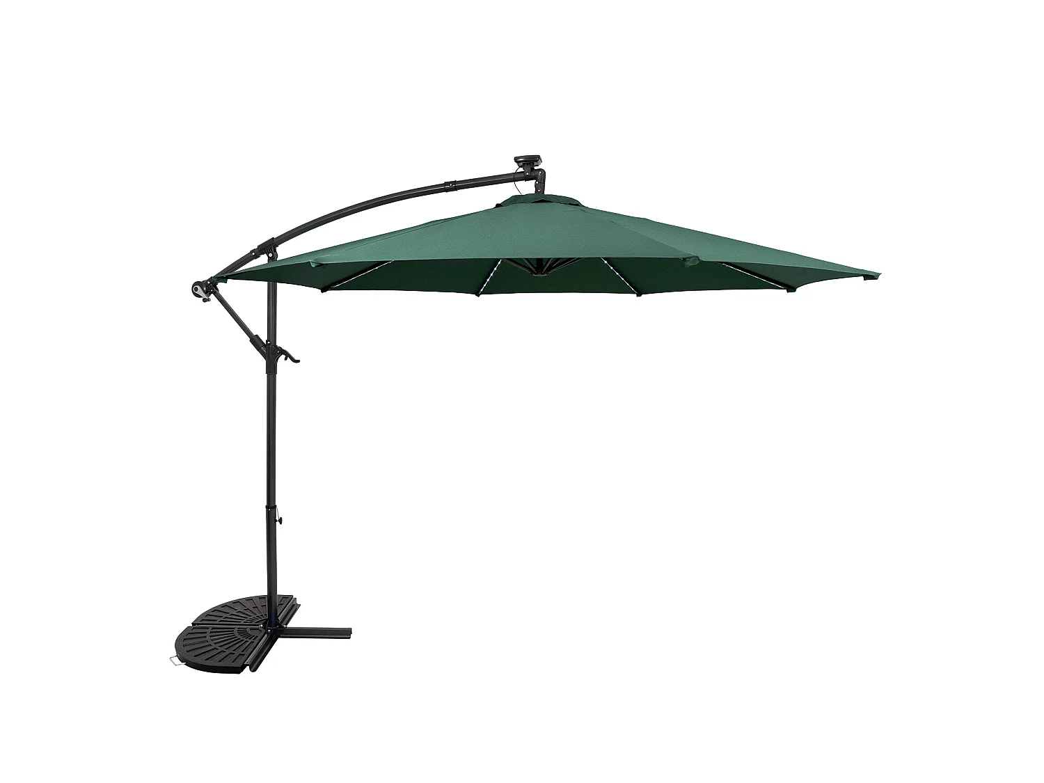LED Zweefparasol 3 m & Halfrond Parasolvoet - groen - parasol met verlichting