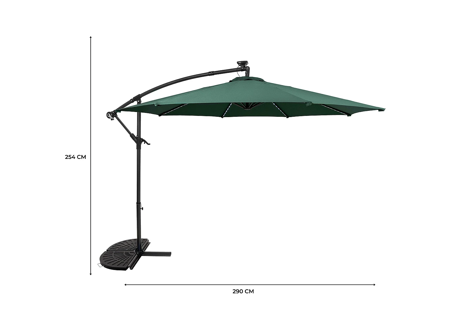 LED Zweefparasol 3 m & Halfrond Parasolvoet - groen - parasol met verlichting