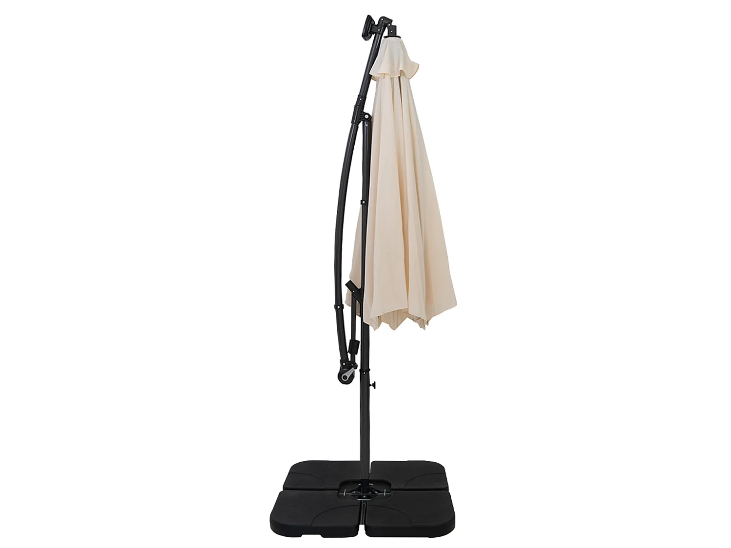 LED Zweefparasol 3 m & Vierkante Parasolvoet - crème - parasol met verlichting