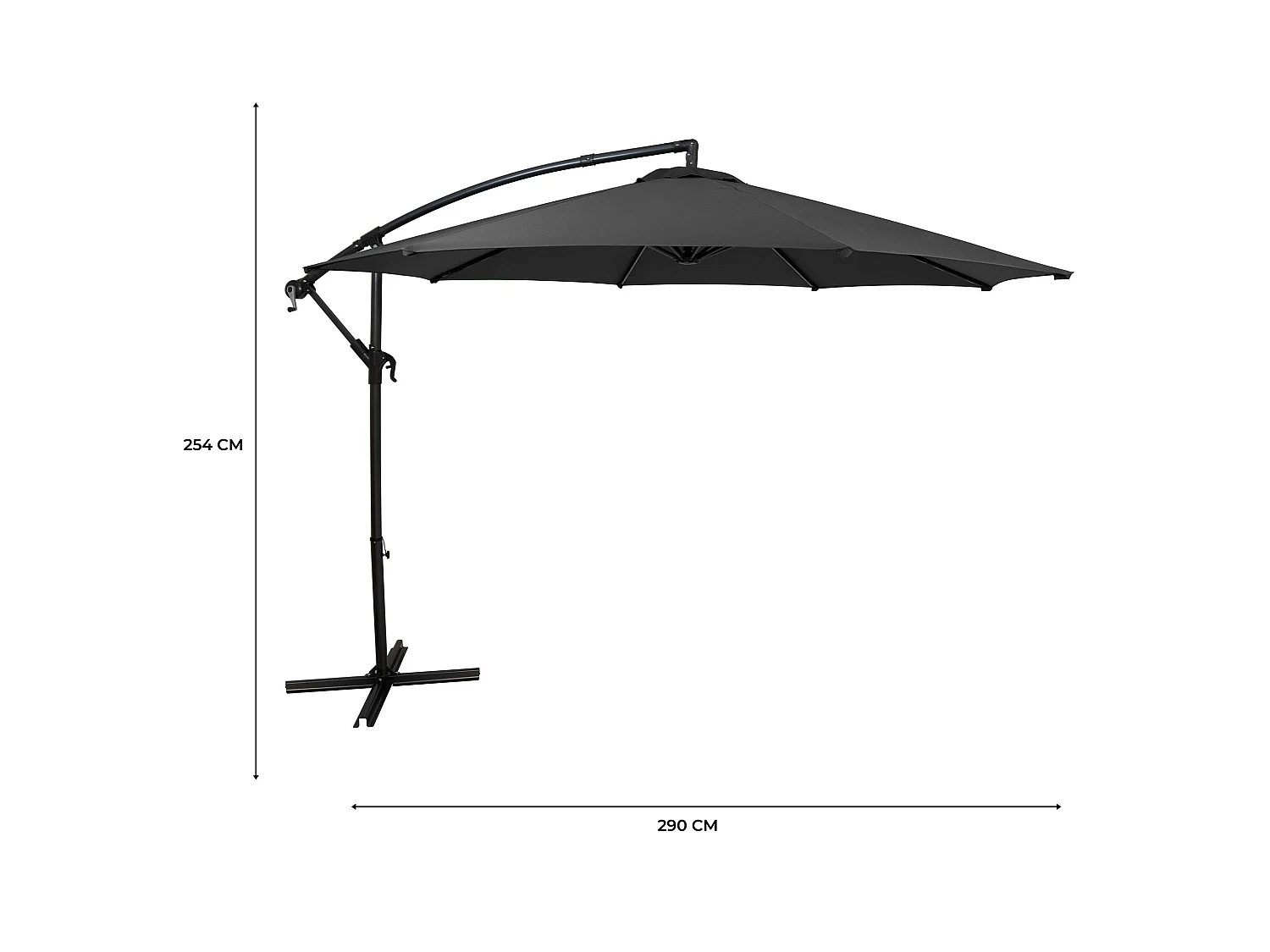 Zweefparasol 3 m - grijs - hangparasol bananenparasol voor tuin en terras