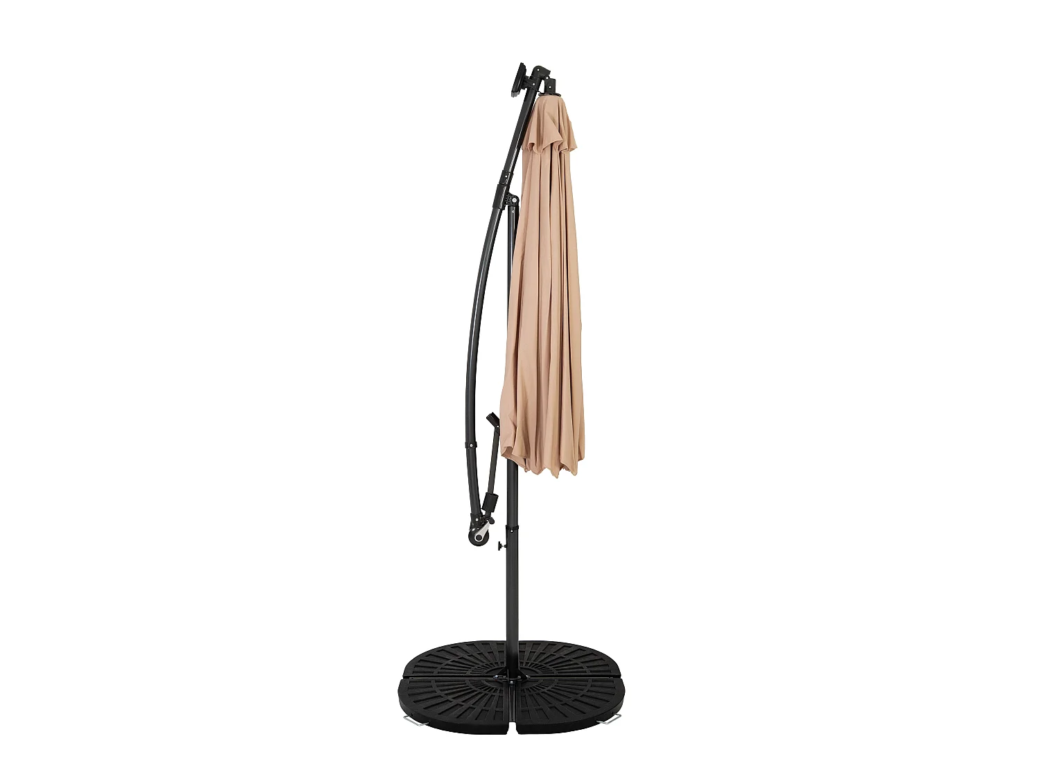 LED zweefparasol 3 m & rond 4-delige parasolvoet - beige parasol met verlichting