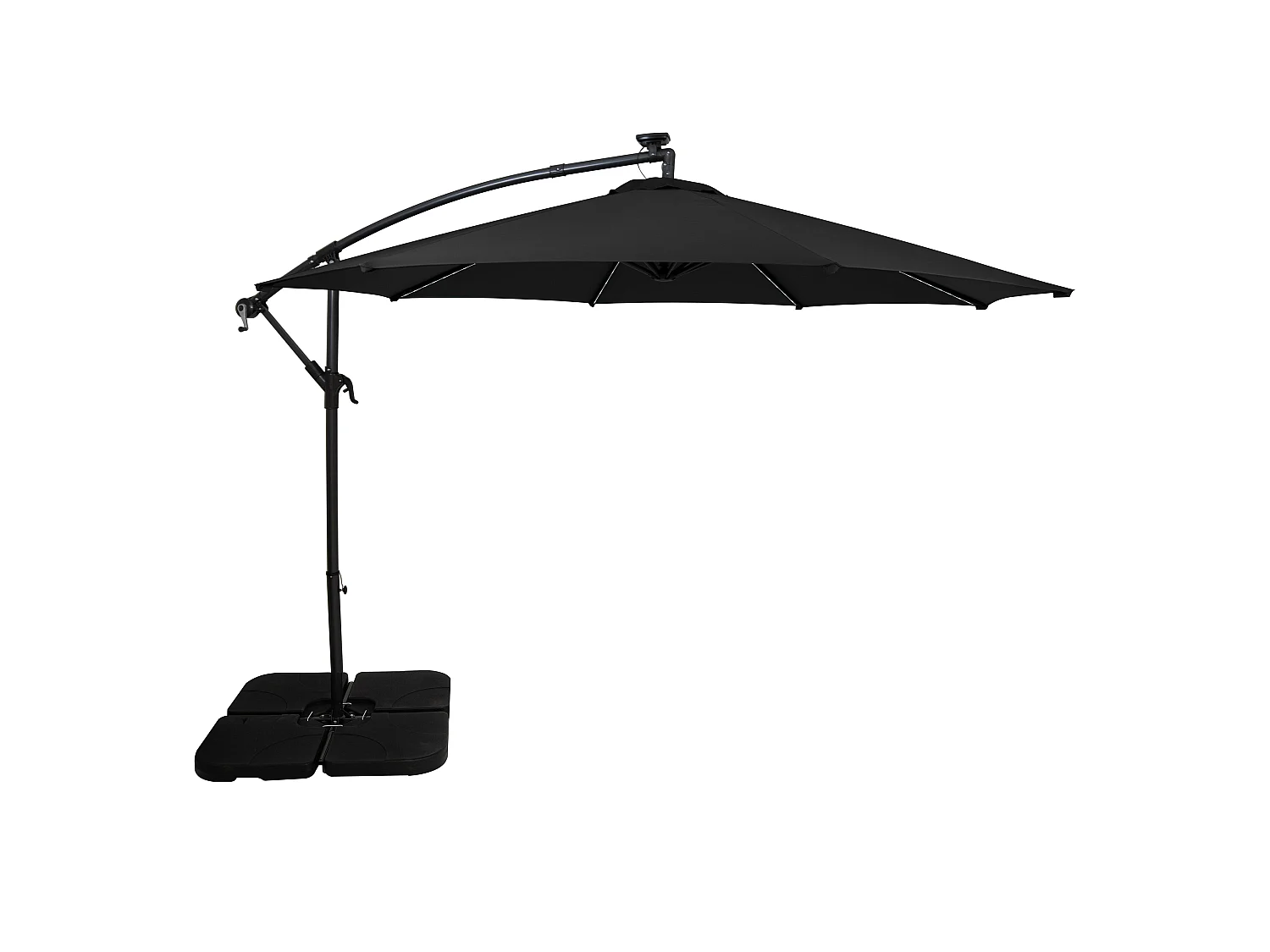 LED Zweefparasol 3 m & Vierkante Parasolvoet - zwart - parasol met verlichting