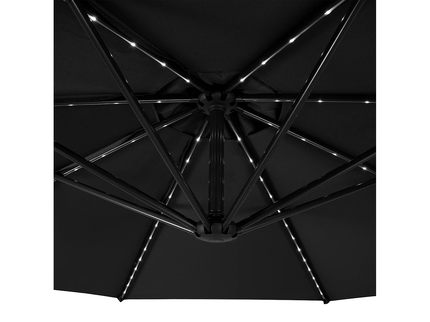 LED Zweefparasol 3 m & Vierkante Parasolvoet - zwart - parasol met verlichting