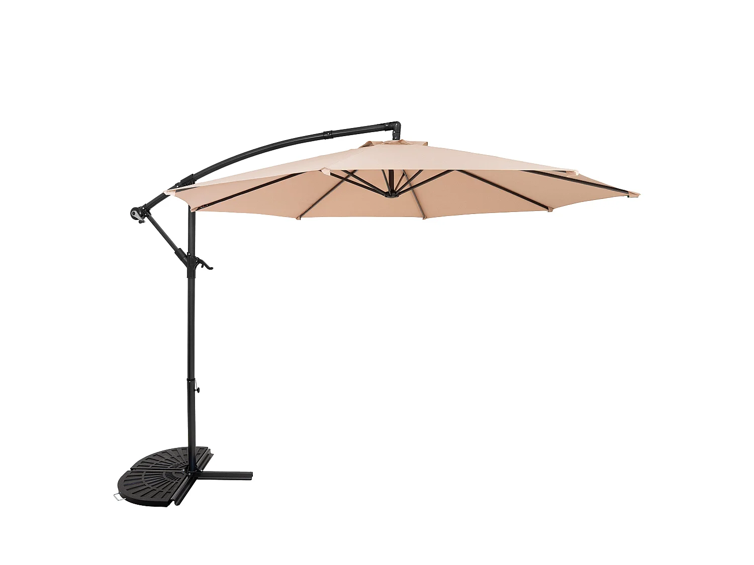 Zweefparasol 3 m & halfrond 2-delige parasolvoet - beige - hangparasol tuin