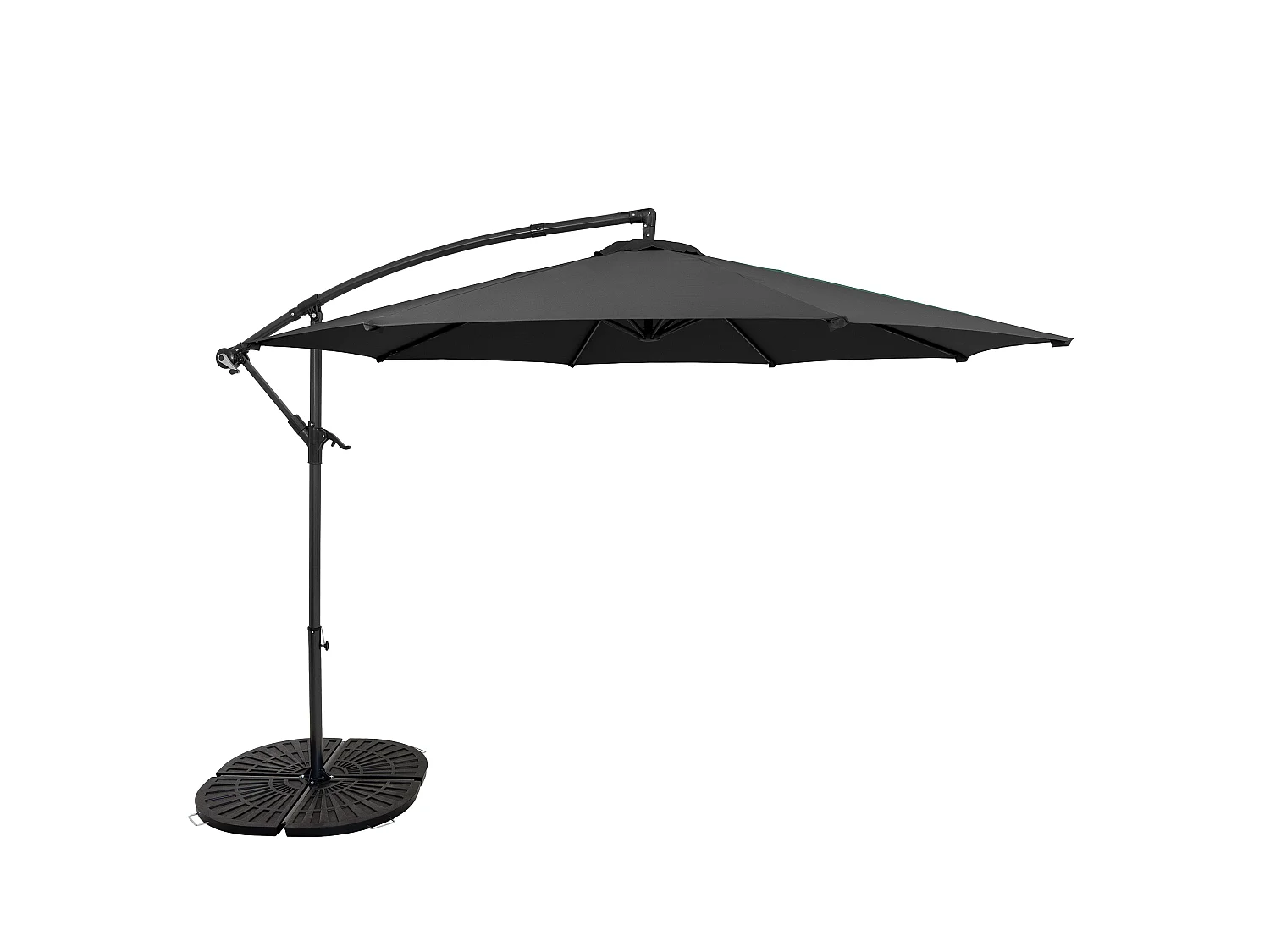 Zweefparasol 3 m & 4-delige Parasolvoet - grijs - hangparasol voor tuin terras