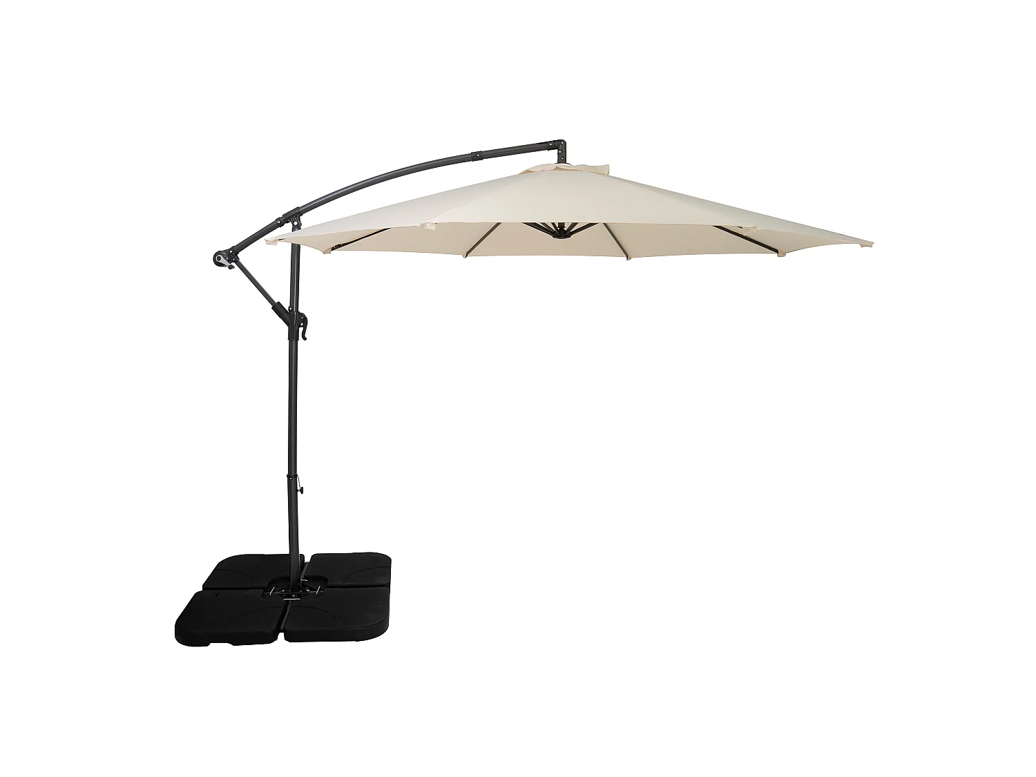 Zweefparasol 3 m & vierkante parasolvoet - crème - hangparasol tuin en terras