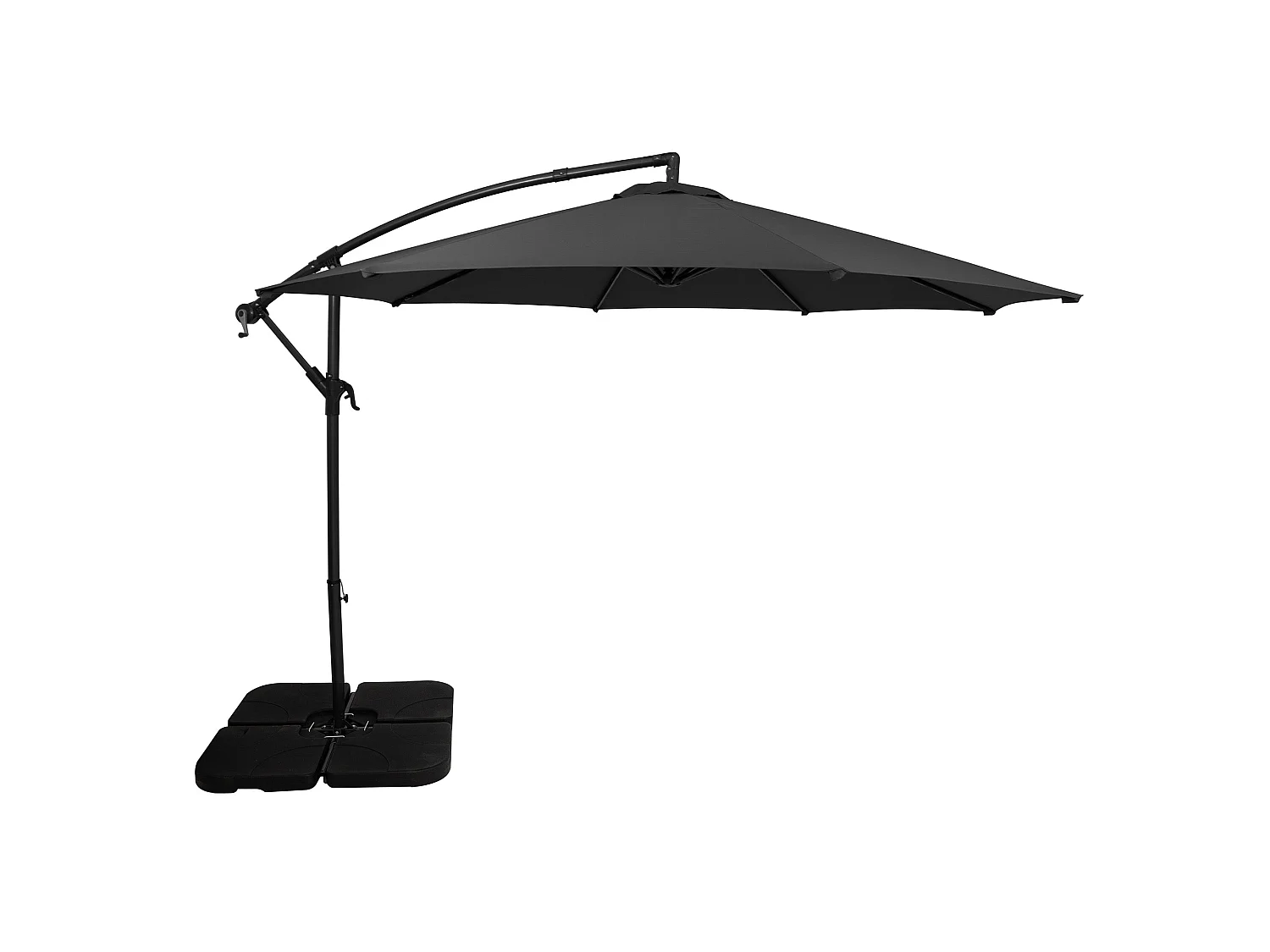 Zweefparasol 3 m & vierkante parasolvoet - grijs - hangparasol tuin en terras
