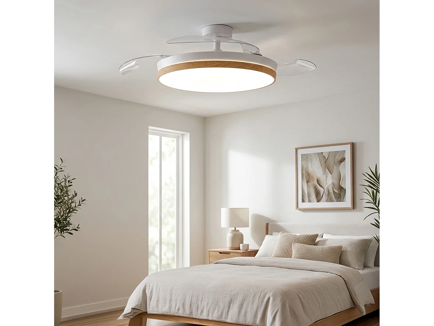 3NOD- Concept Nature Ventilador de techo retractil con luz LED blanco motor DC