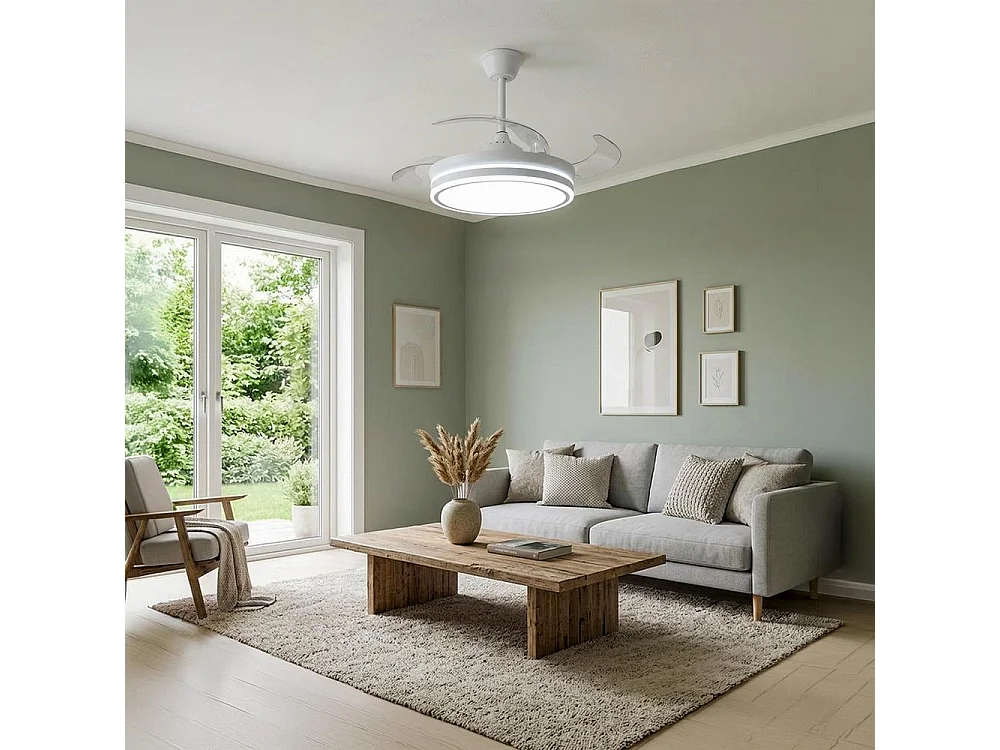 Ventilador de techo con luz LED 72W – aspas retráctiles y app Bluetooth – Eos One