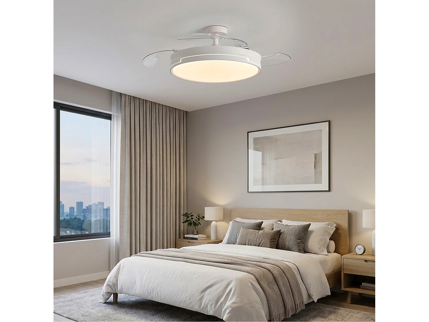 3NOD- Concept Ray Ventilador de techo retractil con luz LED blanco motor DC