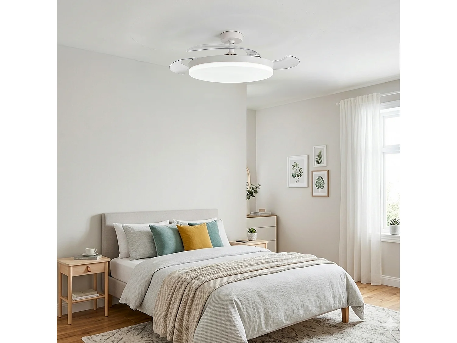3NOD - Concept Ova Ventilador de techo retractil con luz LED blanco motor DC