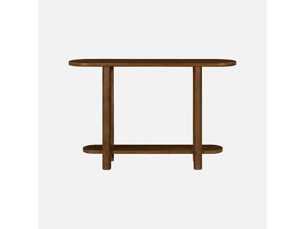 Console ovale bois d'acacia 2 niveaux noyer - Sana
