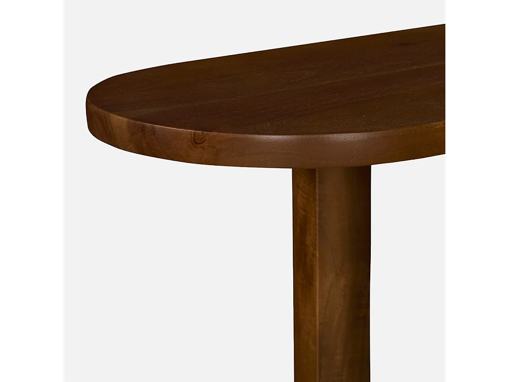 Console ovale bois d'acacia 2 niveaux noyer - Sana
