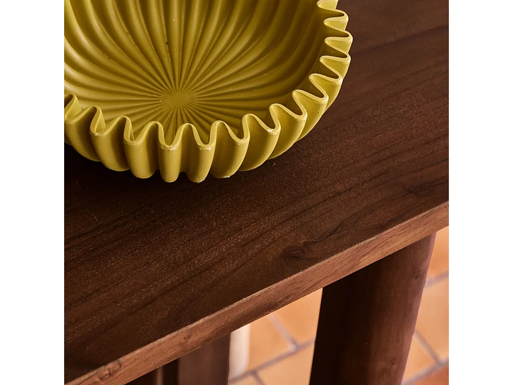 Console ovale bois d'acacia 2 niveaux noyer - Sana