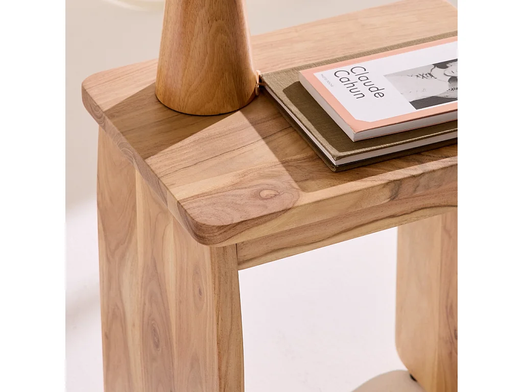 Set 2 comodini esotici in legno di acacia, Asha, Marrone naturale, 40x30x45 cm