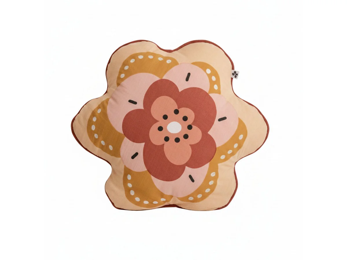 Coussin Déhoussable coton motif et forme fleur - BARBAFLEUR