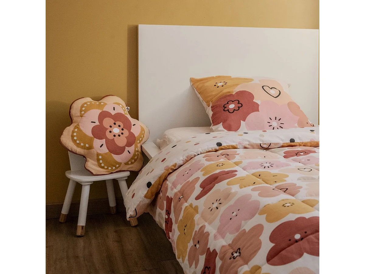 Coussin Déhoussable coton motif et forme fleur - BARBAFLEUR