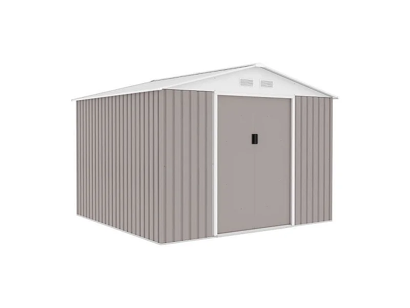 Abri de jardin en métal 7,06 m² - Kit d'ancrage inclus - Taupe