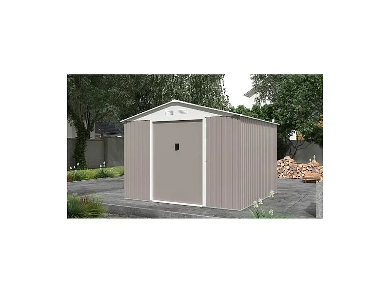 Abri de jardin en métal 7,06 m² - Kit d'ancrage inclus - Taupe