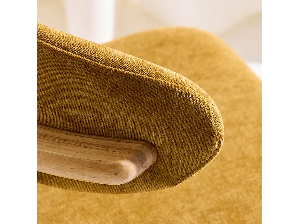 Silla de madera de caucho natural y tela de chenilla, set de 2 natural