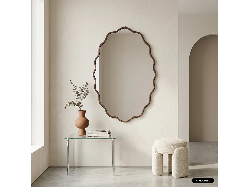 Specchio in legno dal design organico, 90 cm Nero - 90x60x1.7 cm
