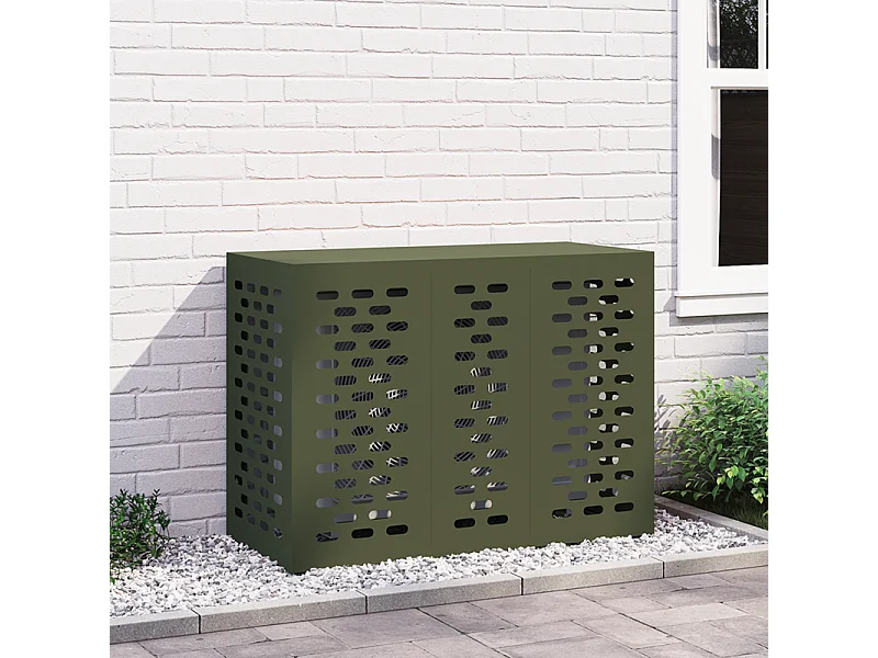 Copertura per condizionatore d'aria esterno verde oliva 110x50x80 cm in acciaio