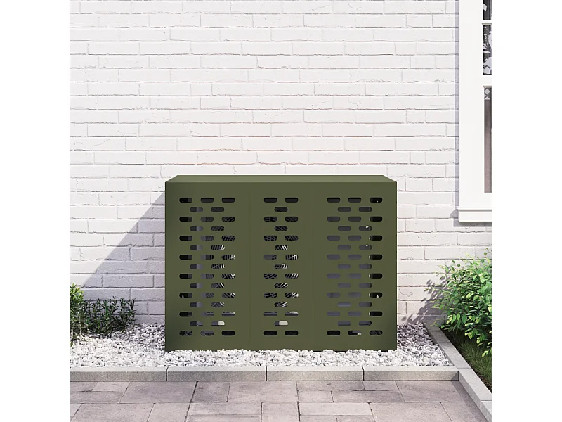 Copertura per condizionatore d'aria esterno verde oliva 110x50x80 cm in acciaio