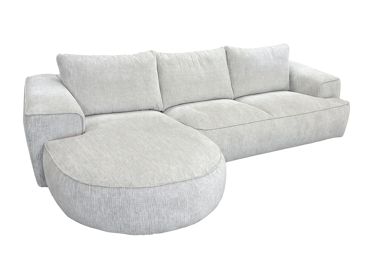 Canapé d'angle gauche en tissu chenille beige LICANU