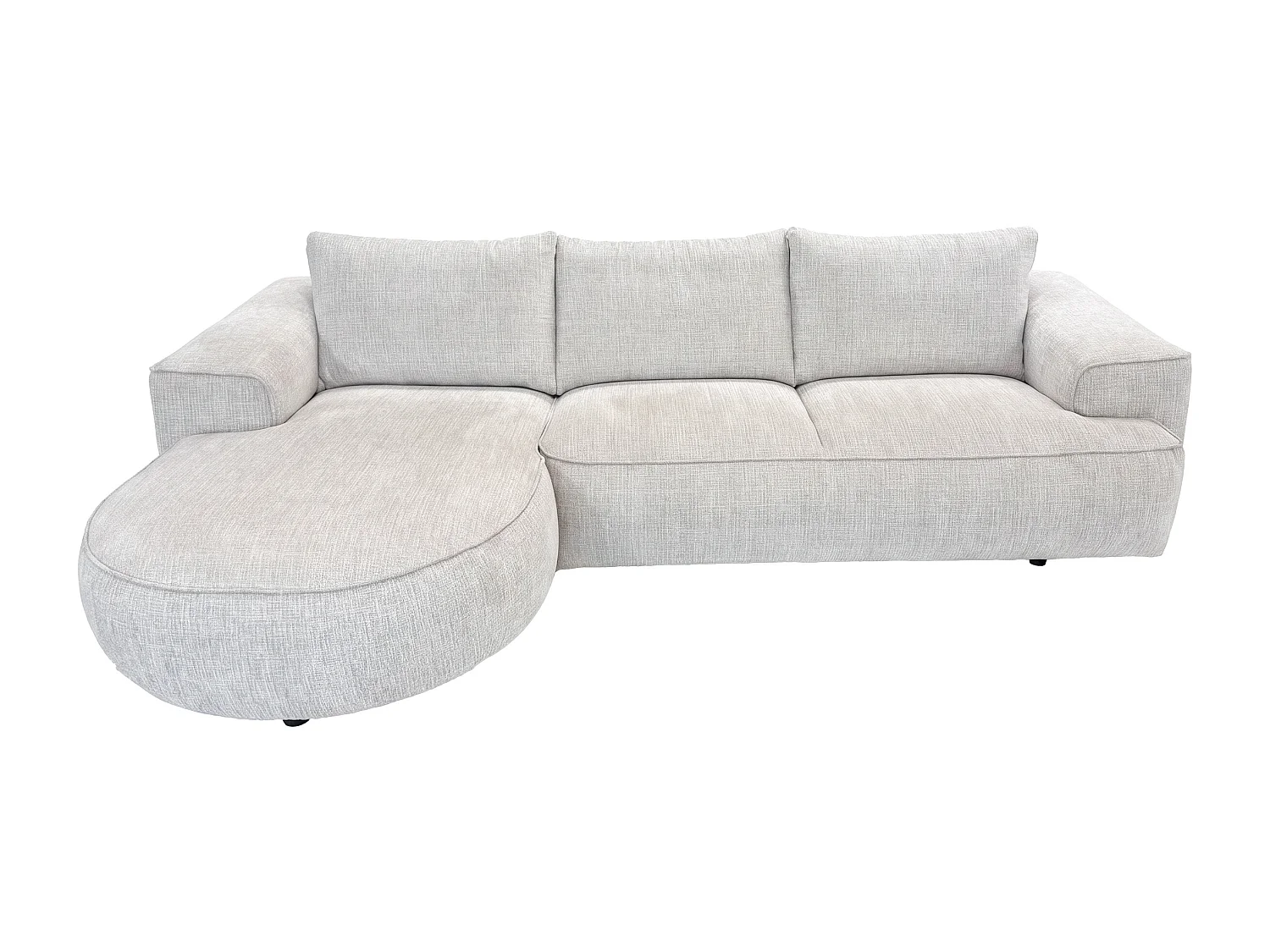 Canapé d'angle gauche en tissu chenille beige LICANU