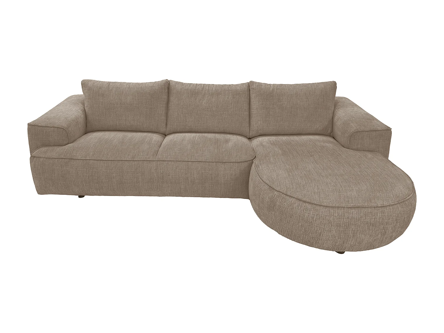 Canapé d'angle droit en tissu chenille taupe LICANU 