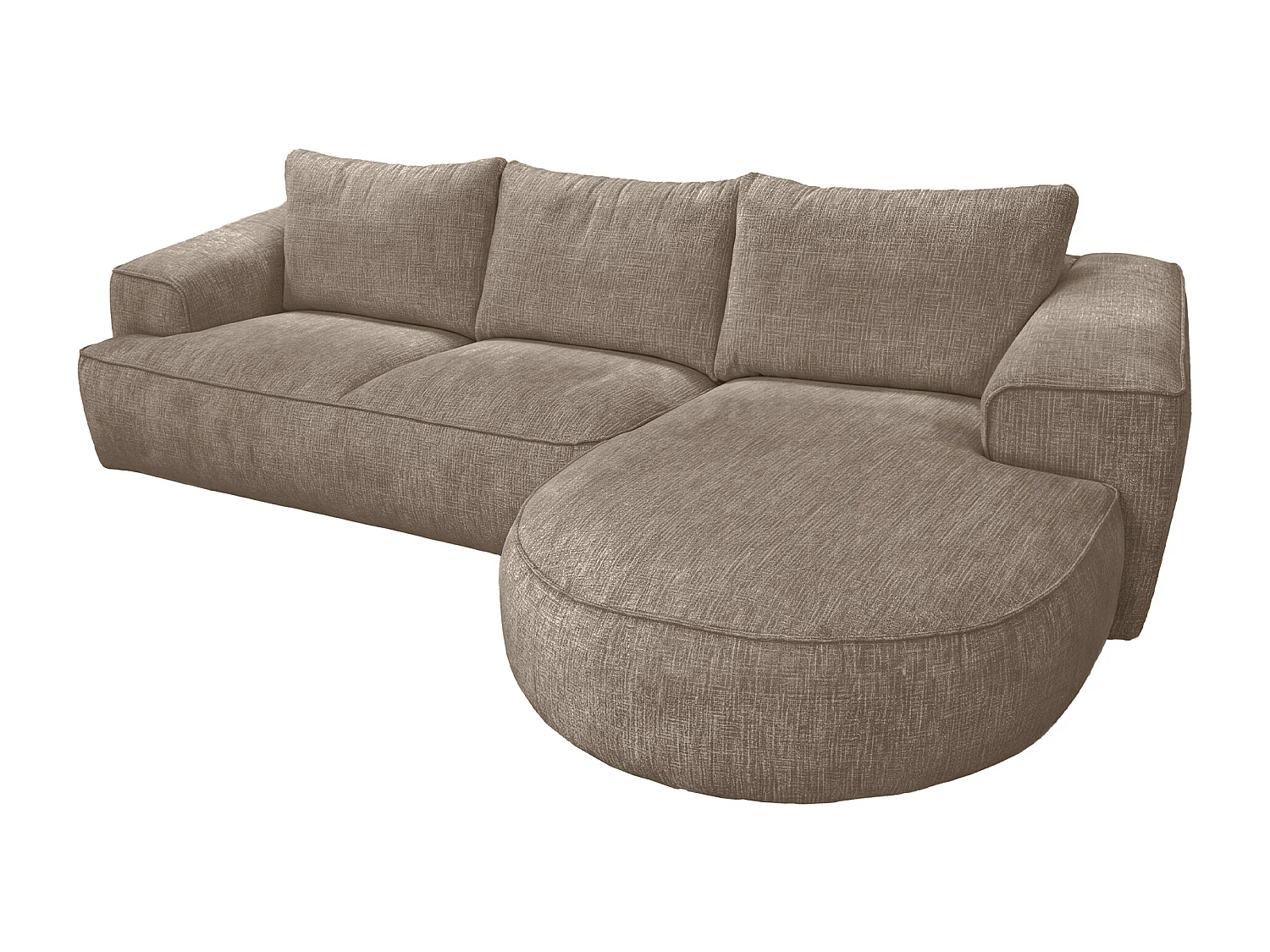 Canapé d'angle droit en tissu chenille taupe LICANU 