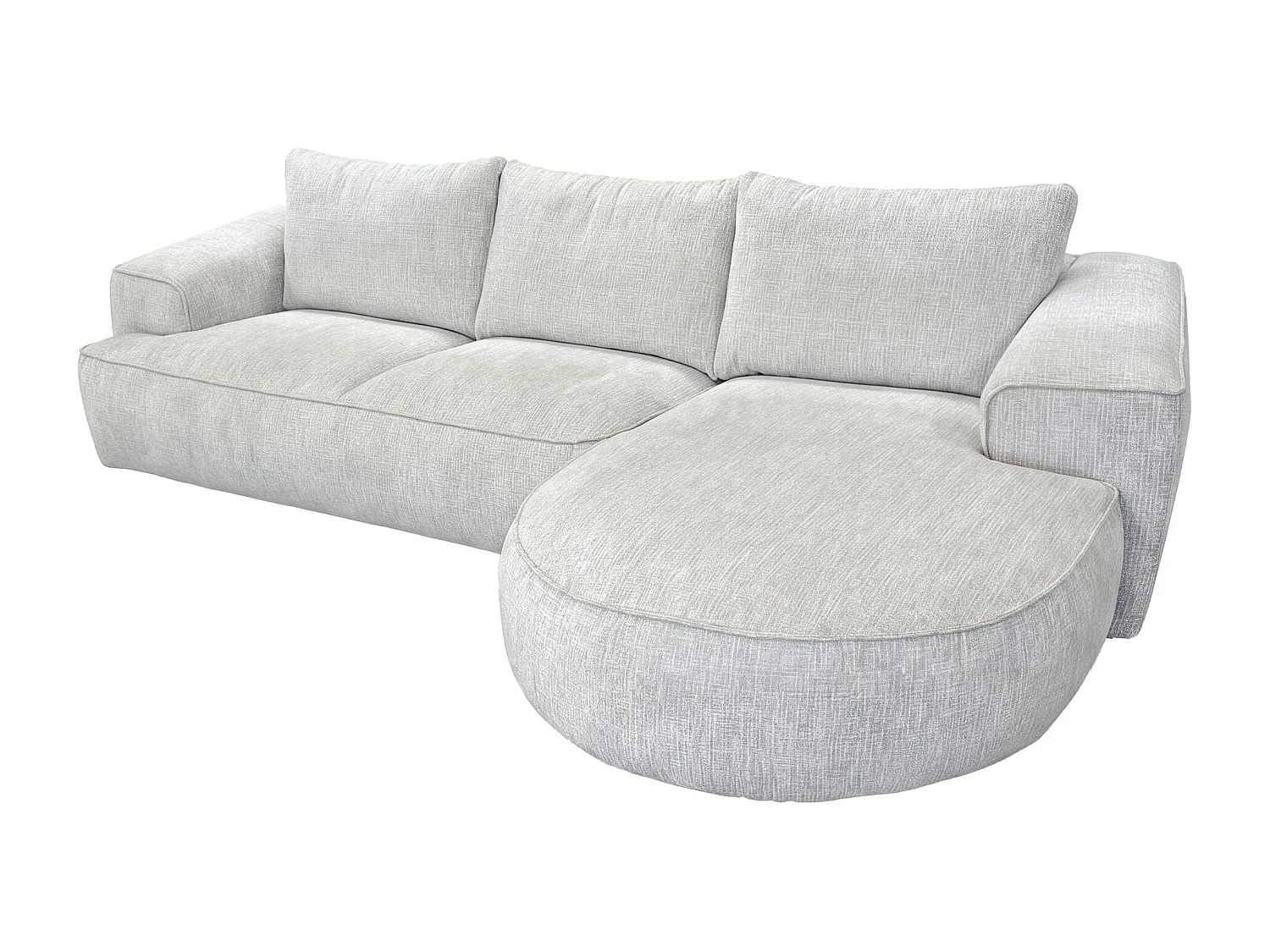 Canapé d'angle droit en tissu chenille beige LICANU