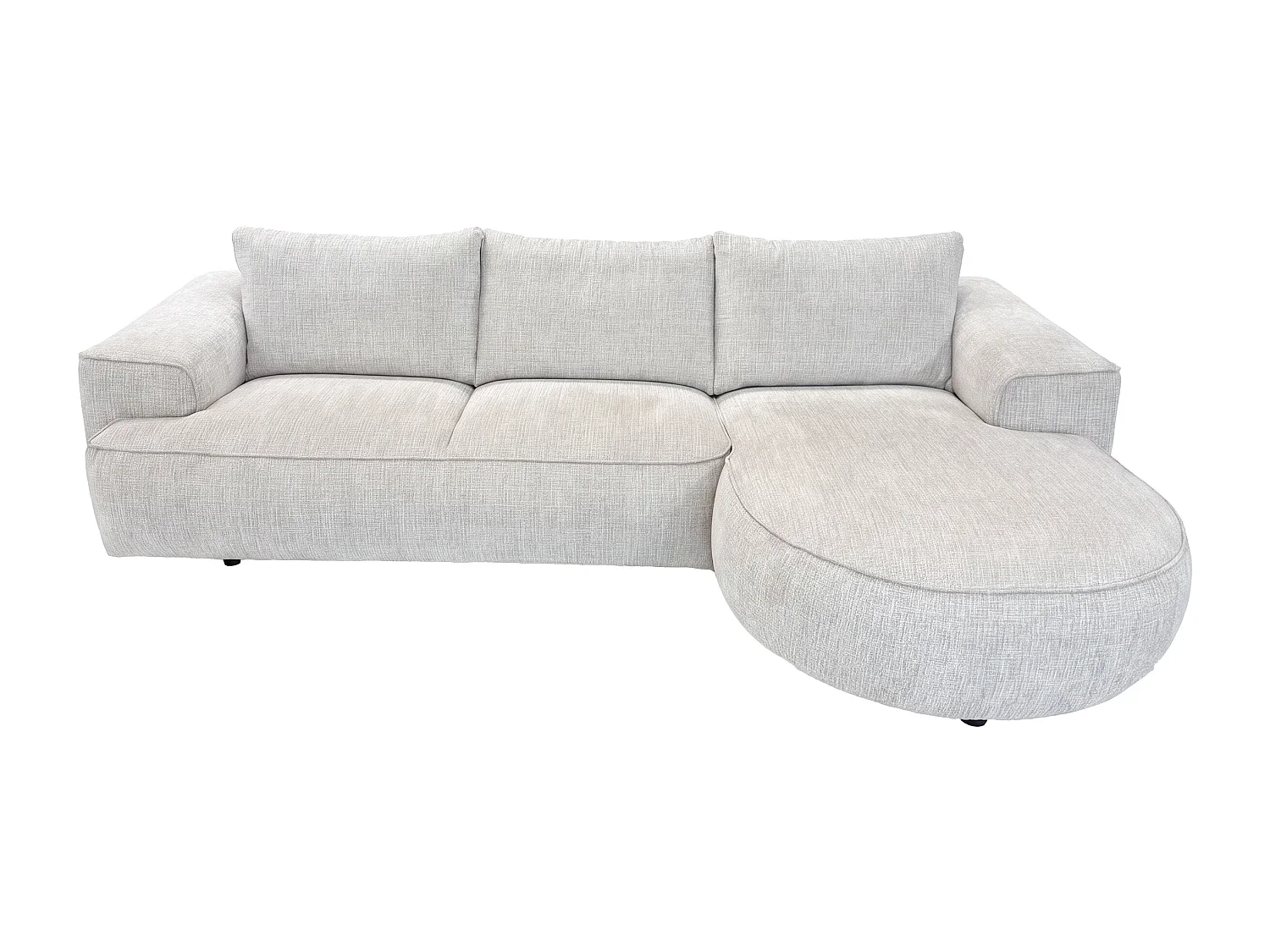 Canapé d'angle droit en tissu chenille beige LICANU