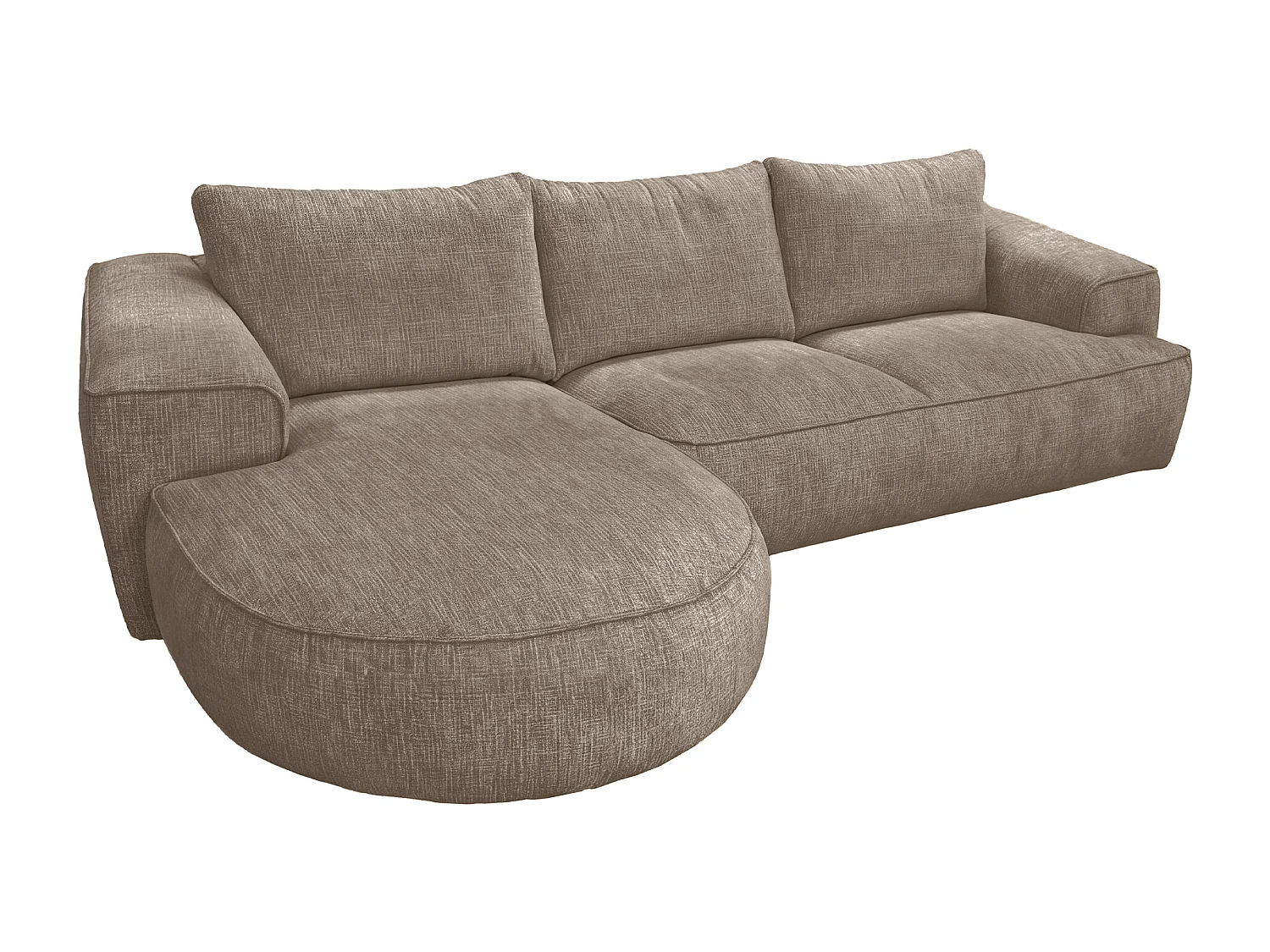 Canapé d'angle gauche en tissu chenille taupe LICANU   