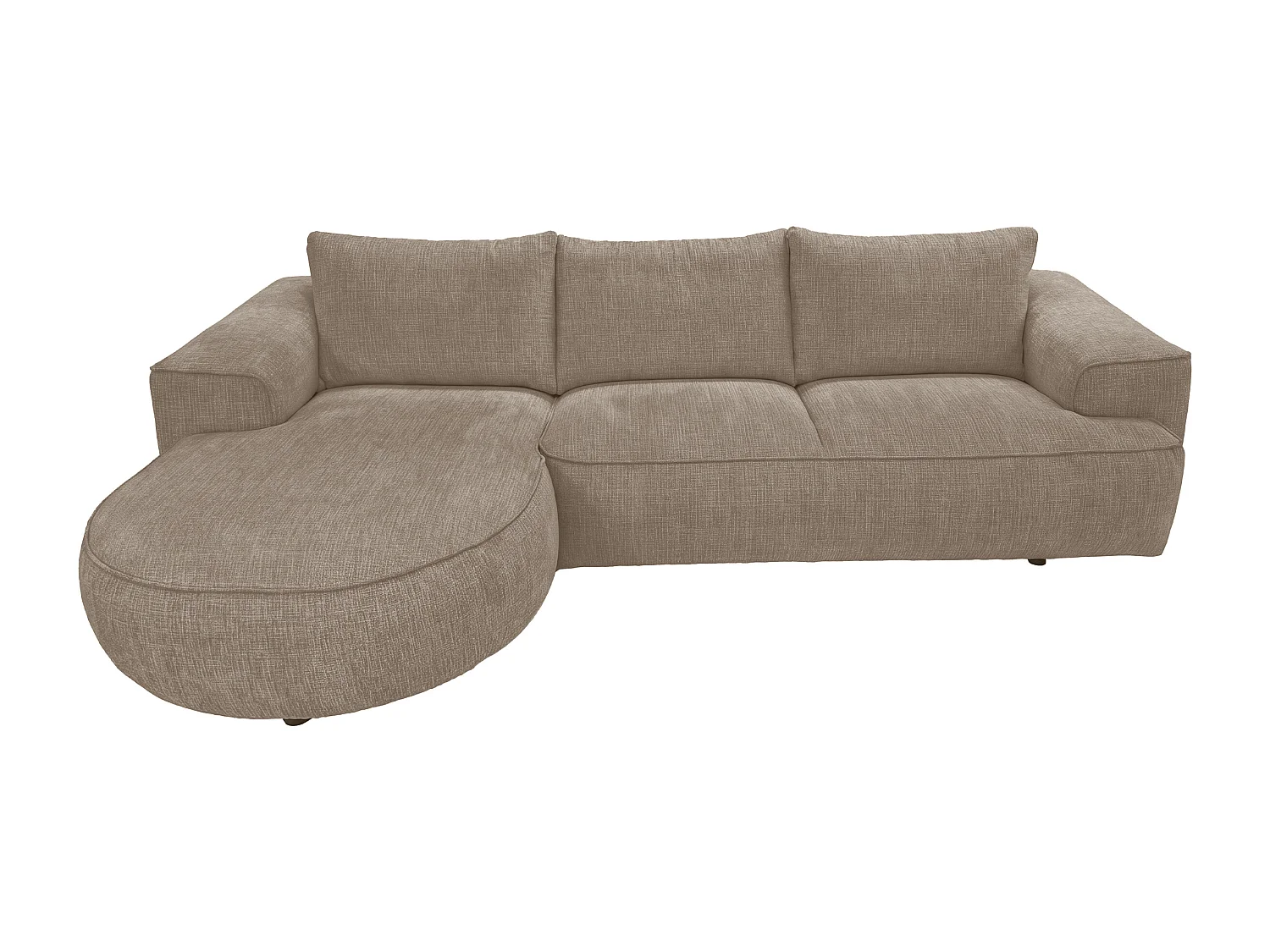 Canapé d'angle gauche en tissu chenille taupe LICANU   