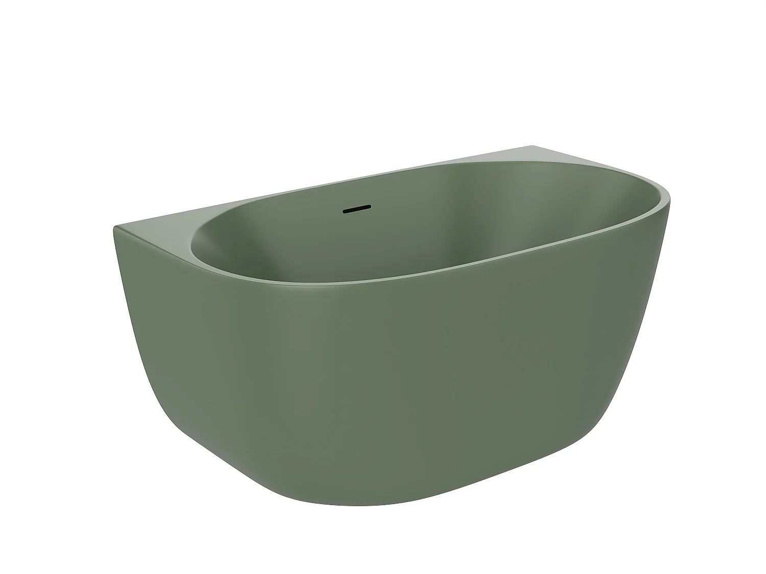 Halvfrittstående badekar - 167 L - 130 x 72 x 58 cm - Akryl - Matt grønn - AMOSARI