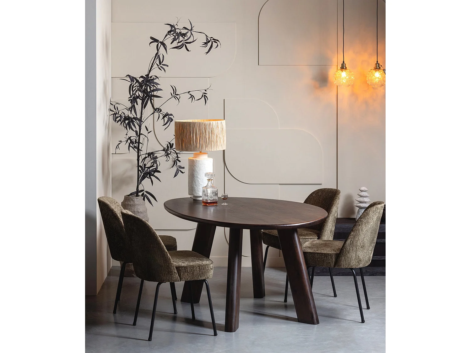 Lot de 2 fauteuils de table en velours VOGUE