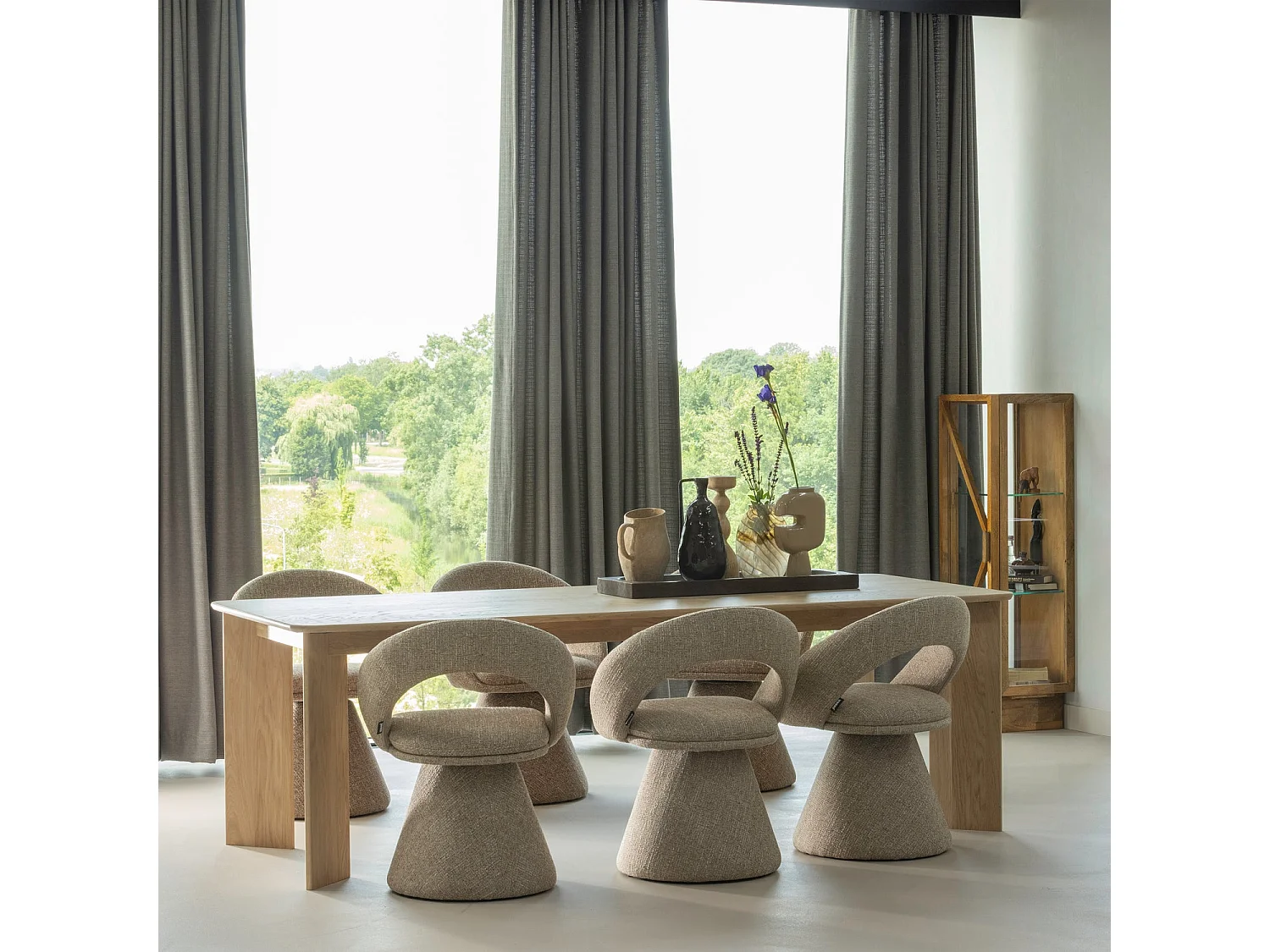 Lot de 6 fauteuils de table pivotantes en tissu tissé WINTER
